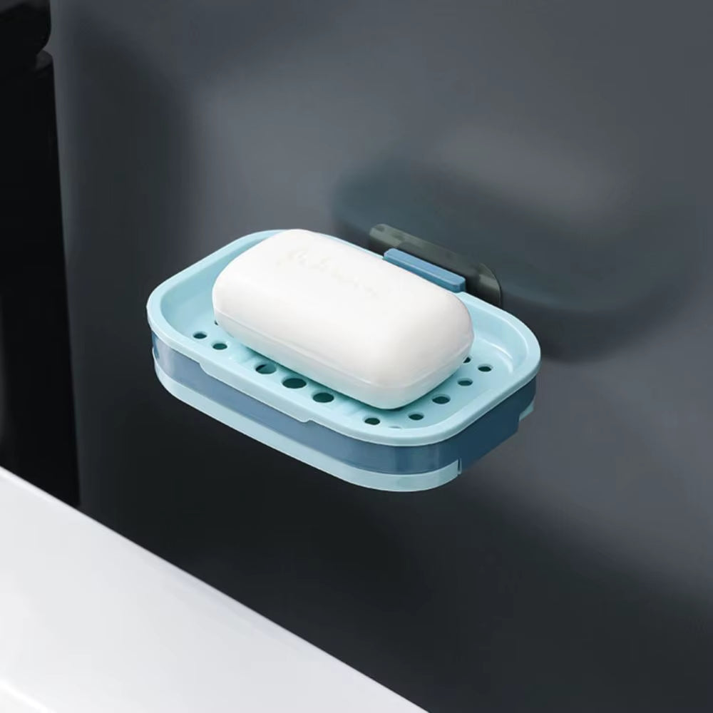 Double Layers Soap Box Drain Soap Holder Bathroom Accessories Suction Cup Soap Dish Tray Soap Dish for Bathroom Soap Container