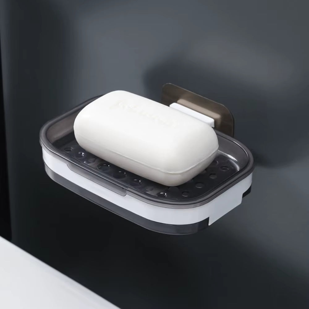 Double Layers Soap Box Drain Soap Holder Bathroom Accessories Suction Cup Soap Dish Tray Soap Dish for Bathroom Soap Container