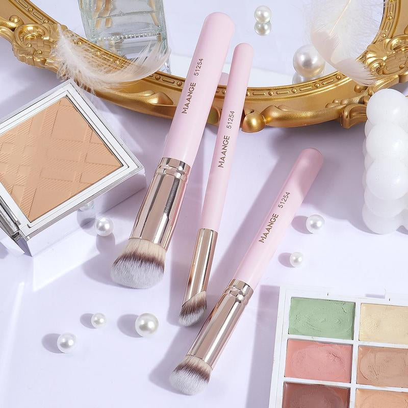 Beauty Blender Makeup Brush with Powder Puff Set, 5 Counts/Set Versatile Soft Makeup Brushes for Foundation, Powder, Concealers, Eye Shadows, Blush, Lip Balm