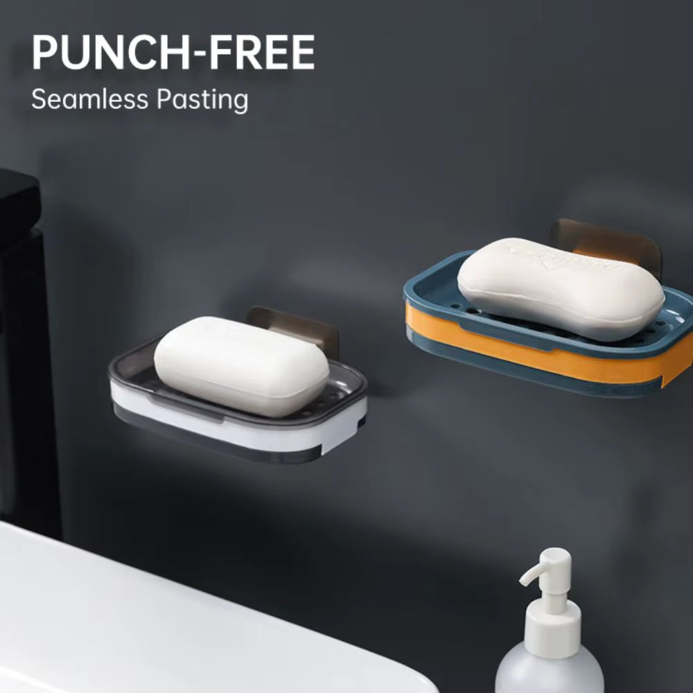 Double Layers Soap Box Drain Soap Holder Bathroom Accessories Suction Cup Soap Dish Tray Soap Dish for Bathroom Soap Container