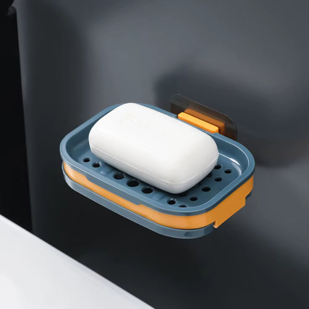 Double Layers Soap Box Drain Soap Holder Bathroom Accessories Suction Cup Soap Dish Tray Soap Dish for Bathroom Soap Container