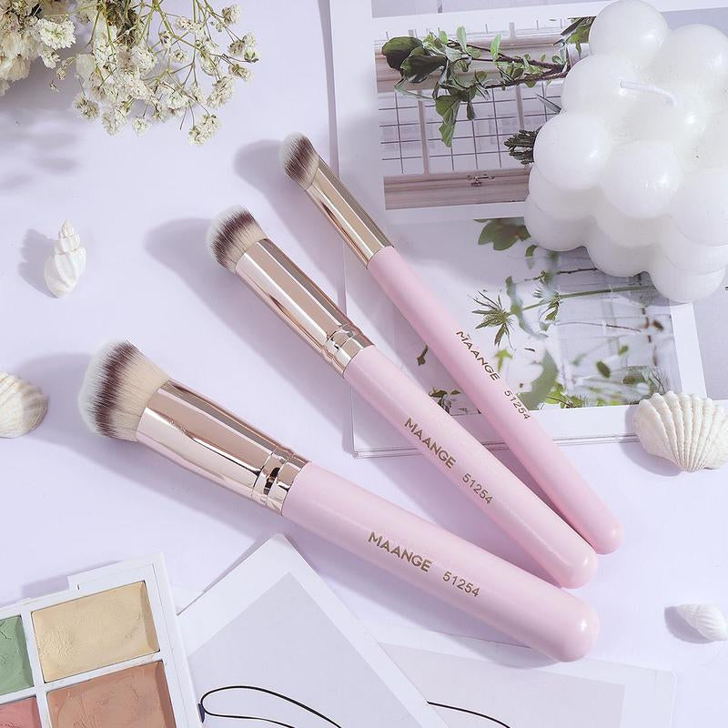 Beauty Blender Makeup Brush with Powder Puff Set, 5 Counts/Set Versatile Soft Makeup Brushes for Foundation, Powder, Concealers, Eye Shadows, Blush, Lip Balm