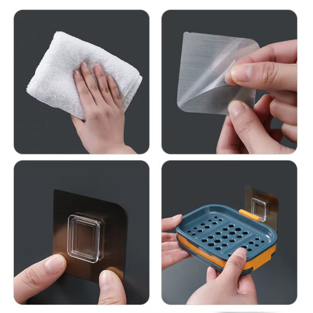 Double Layers Soap Box Drain Soap Holder Bathroom Accessories Suction Cup Soap Dish Tray Soap Dish for Bathroom Soap Container
