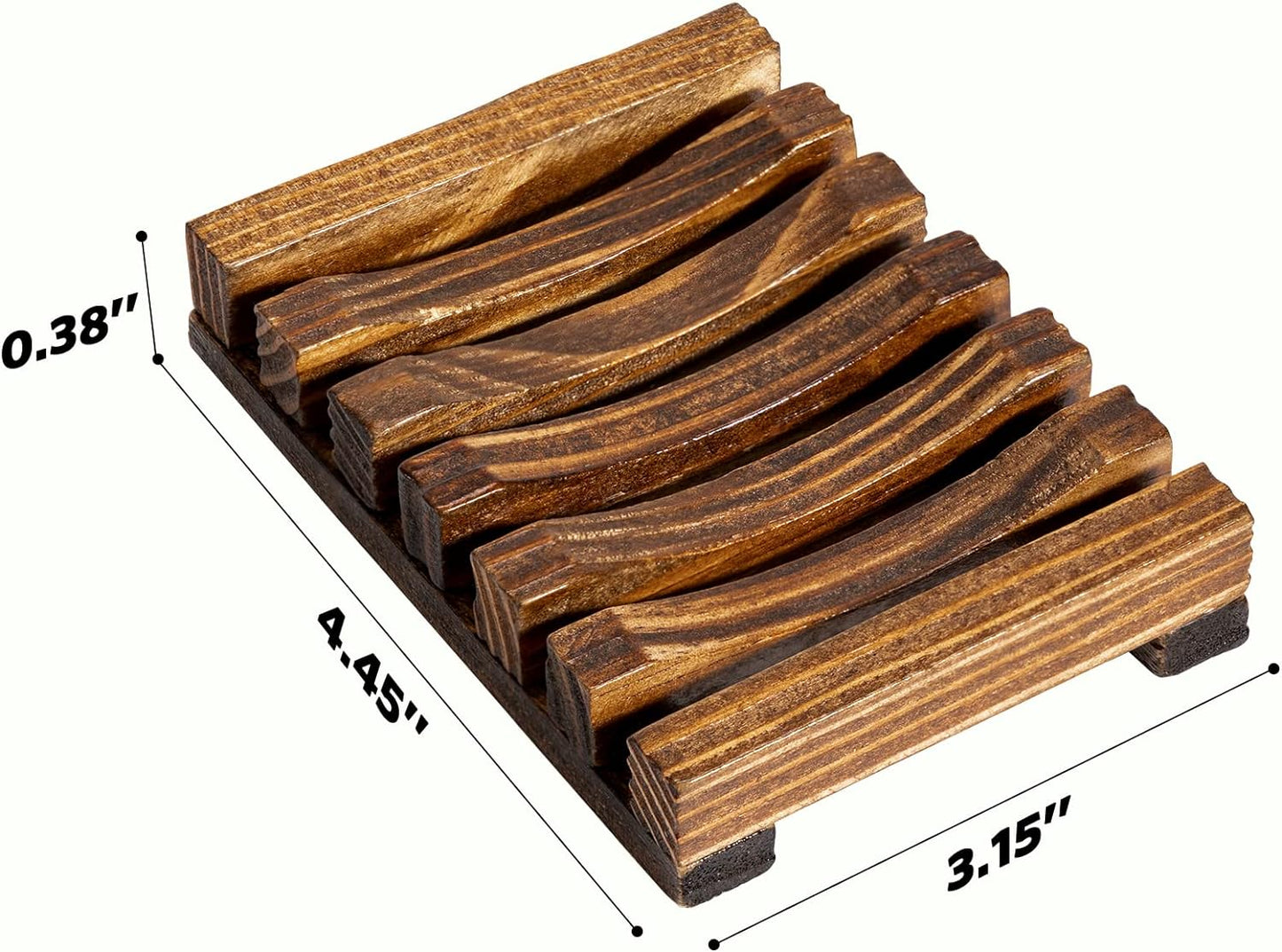 Soap Dish Holder, Natural Wooden Soap Case, Hand Craft Soap Dish Soap Saver Holder Soap Tray for Bathroom, Soap, Sponges, Scrubber (Charcoal)