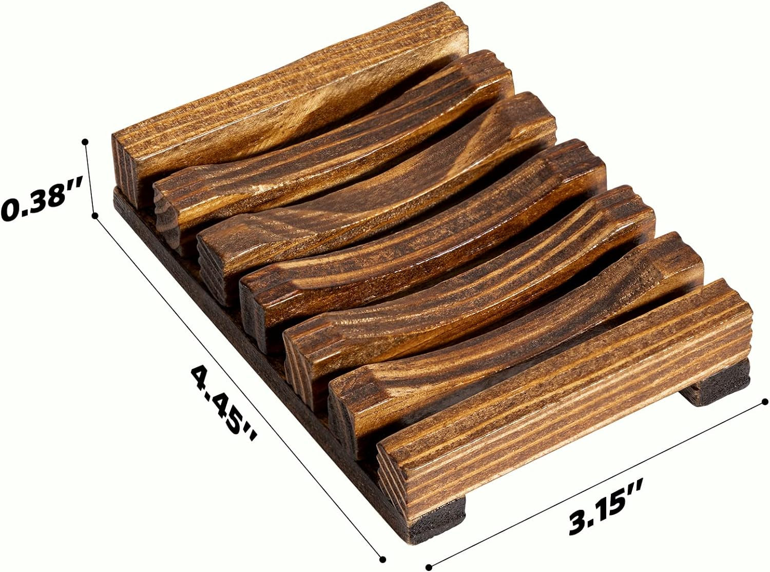 Soap Dish Holder, Natural Wooden Soap Case, Hand Craft Soap Dish Soap Saver Holder Soap Tray for Bathroom, Soap, Sponges, Scrubber (Charcoal)