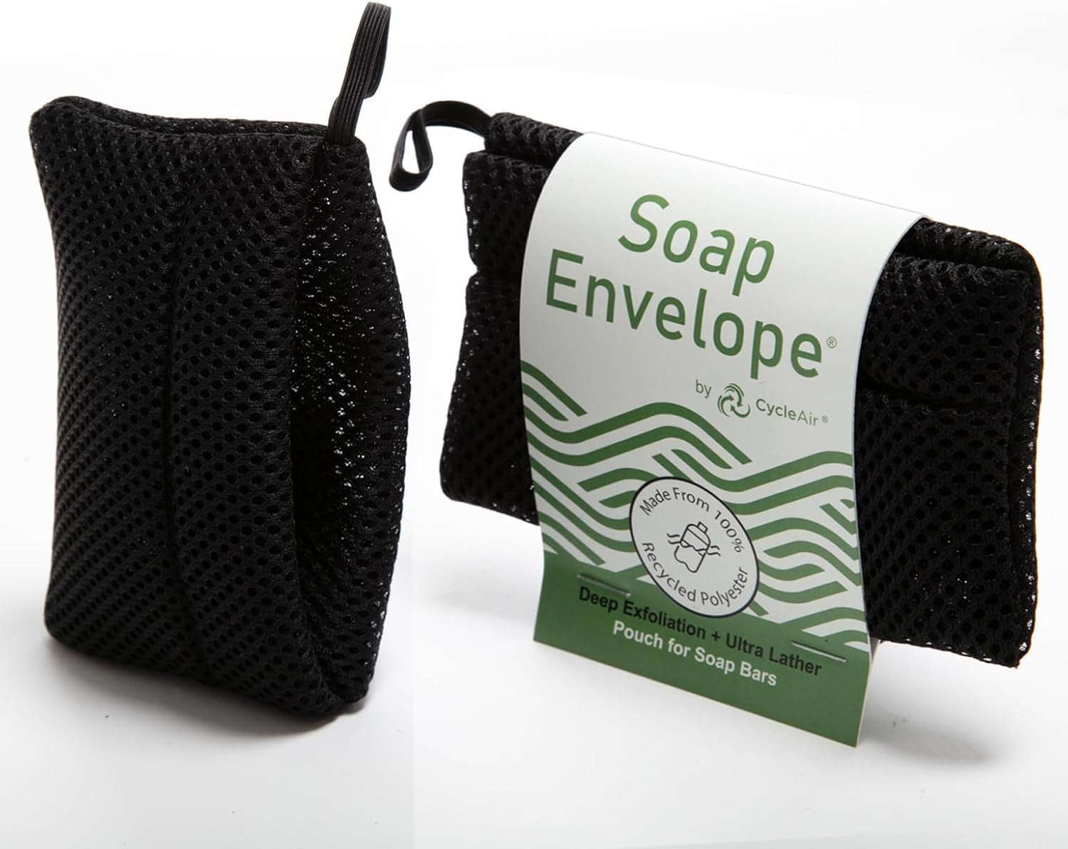 100% Recycled Soap Bag, Soap Saver Pouch for Bar Soap, Loofah Bath Scrubber for Bar Soap + Medium Exfoliator, Mesh Soap Bag, Soap Sock, Soap Pouch, Soap Bag - 1 Pack