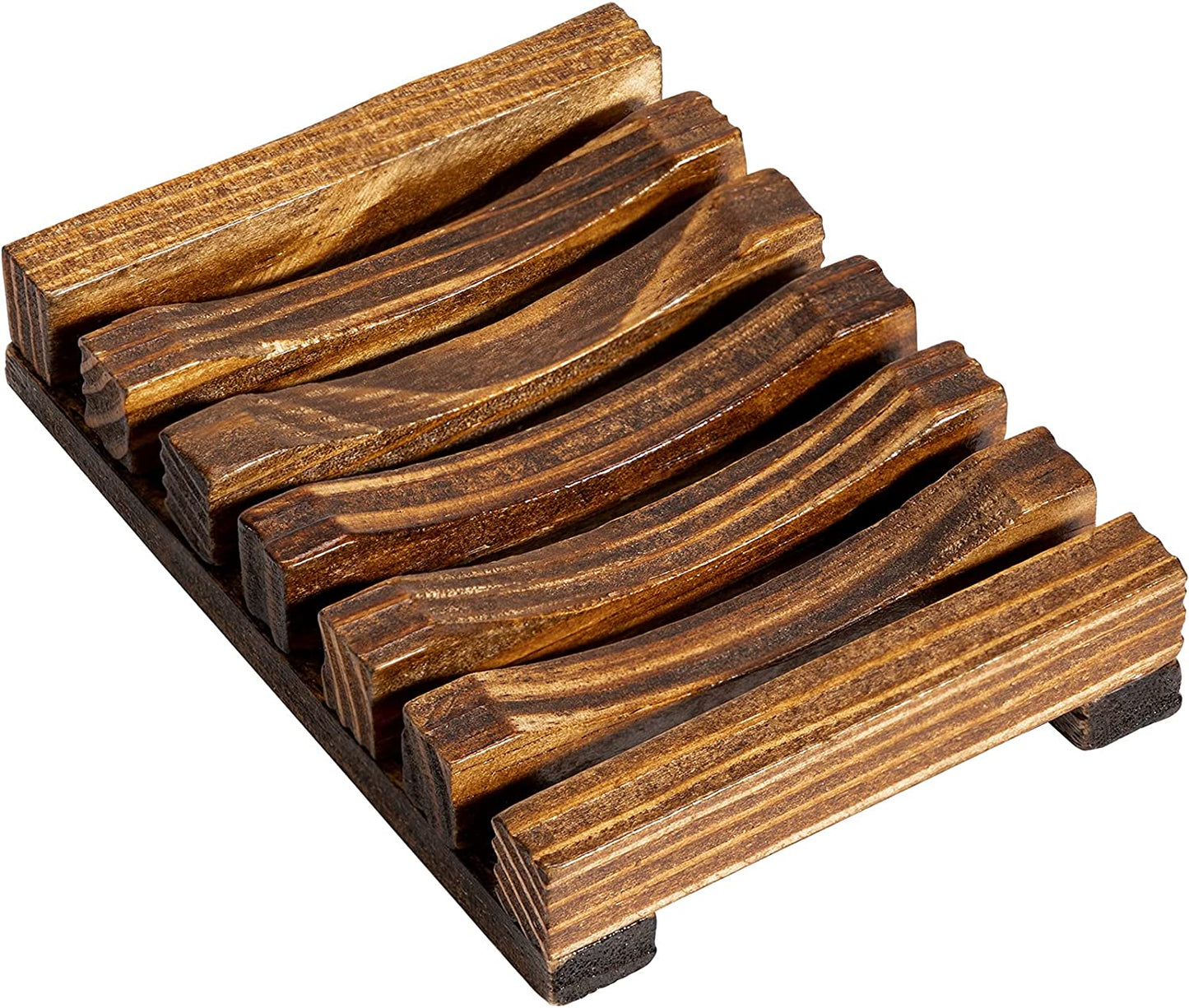 Soap Dish Holder, Natural Wooden Soap Case, Hand Craft Soap Dish Soap Saver Holder Soap Tray for Bathroom, Soap, Sponges, Scrubber (Charcoal)