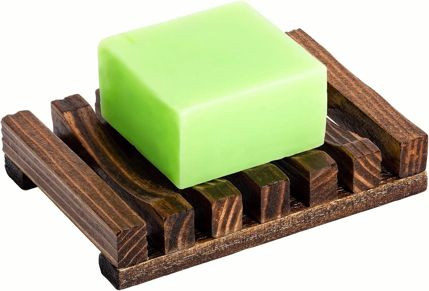Soap Dish Holder, Natural Wooden Soap Case, Hand Craft Soap Dish Soap Saver Holder Soap Tray for Bathroom, Soap, Sponges, Scrubber (Charcoal)